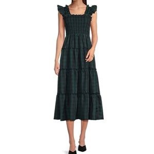 J Crew Navy Green Gingham Nap Dress Size S